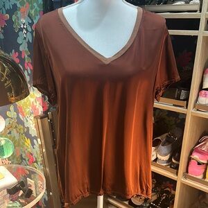 Women's V-Neck Brown Top